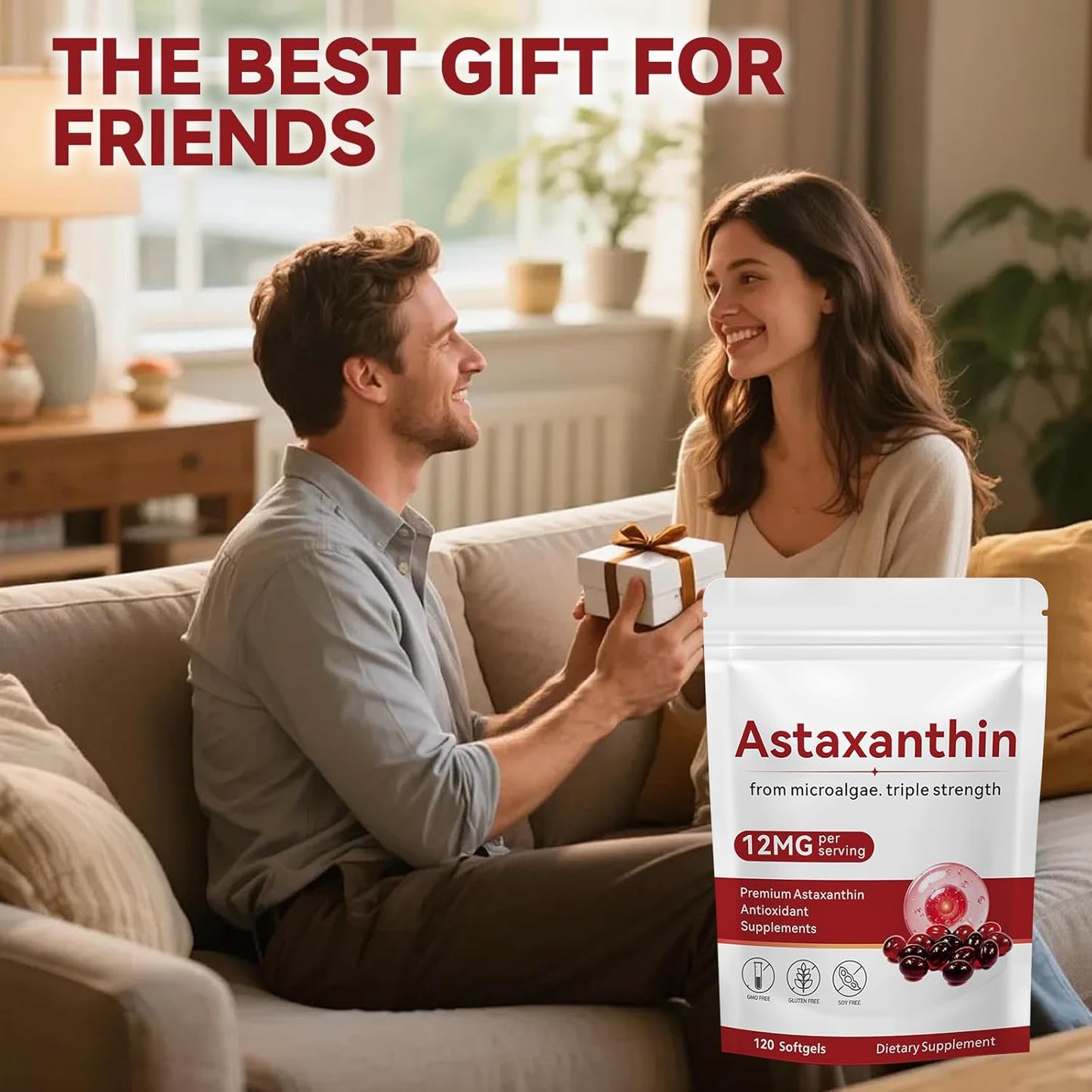 Astaxanthin 12Mg, 120 Softgels, Premium Astaxanthin Antioxidant Supplements with Antioxidant Activity, Supports Eye, Skin Health, Immune, Internal Circulation