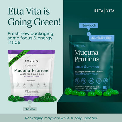 Dopamine Supplement - Sugar-Free Mucuna Pruriens Gummies (2G/Serving) Energy & Focus Gummies - Potent Mucuna Pruriens Extract Supplement for Calm Mood and Motivation, Vegan, Non-Gmo, Gluten-Free, 60Ct
