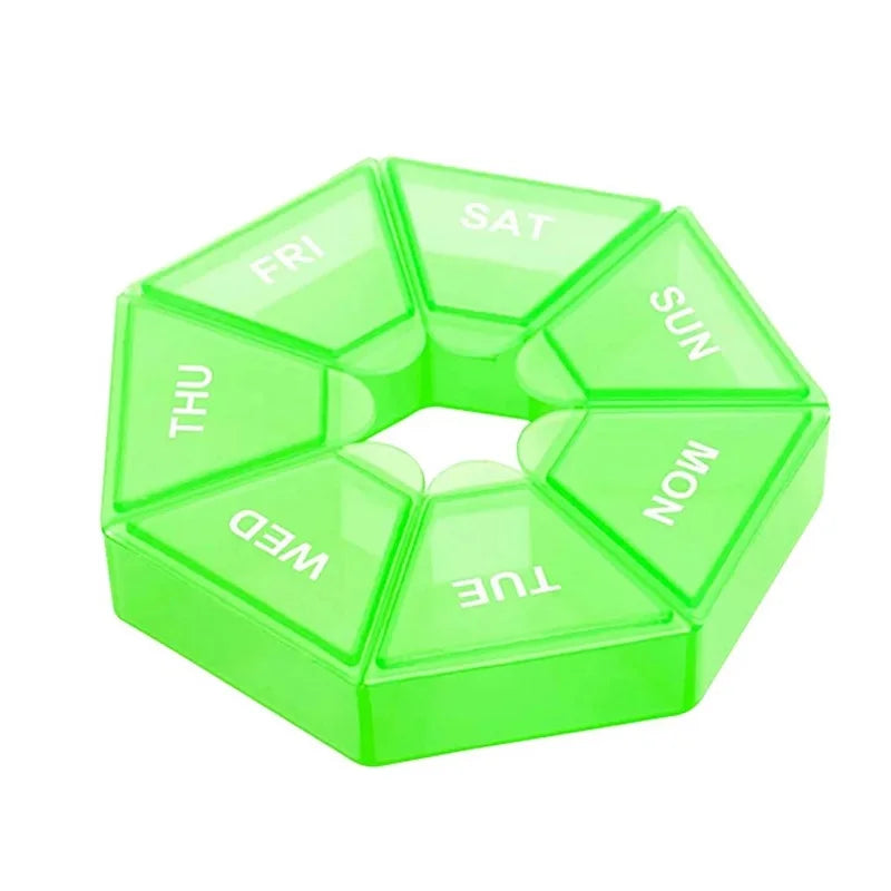 Weekly 7-Day Pill Organizer Portable Travel Pill Box Multifunctional Small Medicine Case Black