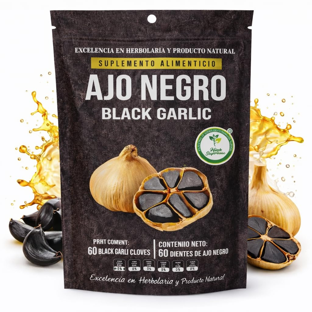 Ajo Negro (Black Garlic) - 60 Whole Cloves - 100% Natural Superfood Dietary Supplement - High in Antioxidants & S-Allylcysteine - Ready to Eat or for Recipes - Vegan, Non-Gmo - Authentic by