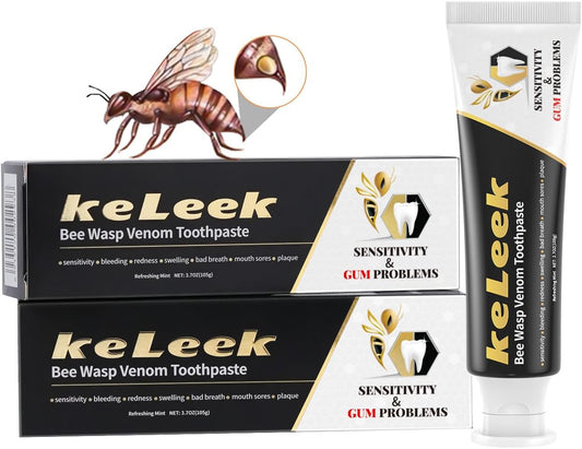 2PCS Bee Wasp Venom Toothpaste for Sensitivity and Gums Problems -Oral Care, Redness & Swelling Gums, Bad Breath, Plaque -3.7 OZ