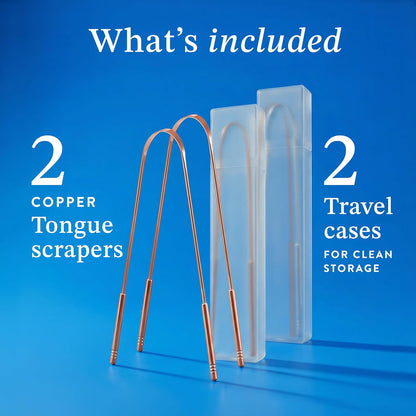 Copper Tongue Scraper for Adults (2 Pack), Reduce Bad Breath, Metal Tongue Scraper, Tongue Cleaner, Tongue Scraper, Tongue Scrubber, Tongue Cleaner for Adults, Tongue Scraper Reusable