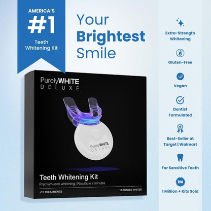 Teeth Whitening Kit, Complete LED Teeth Whitening, 15+ Treatments, (3) 3Ml Whitening Gel Syringes, Whiter Smile in 7 Minutes
