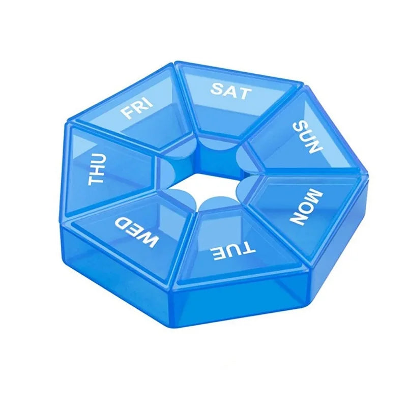 Weekly 7-Day Pill Organizer Portable Travel Pill Box Multifunctional Small Medicine Case Black