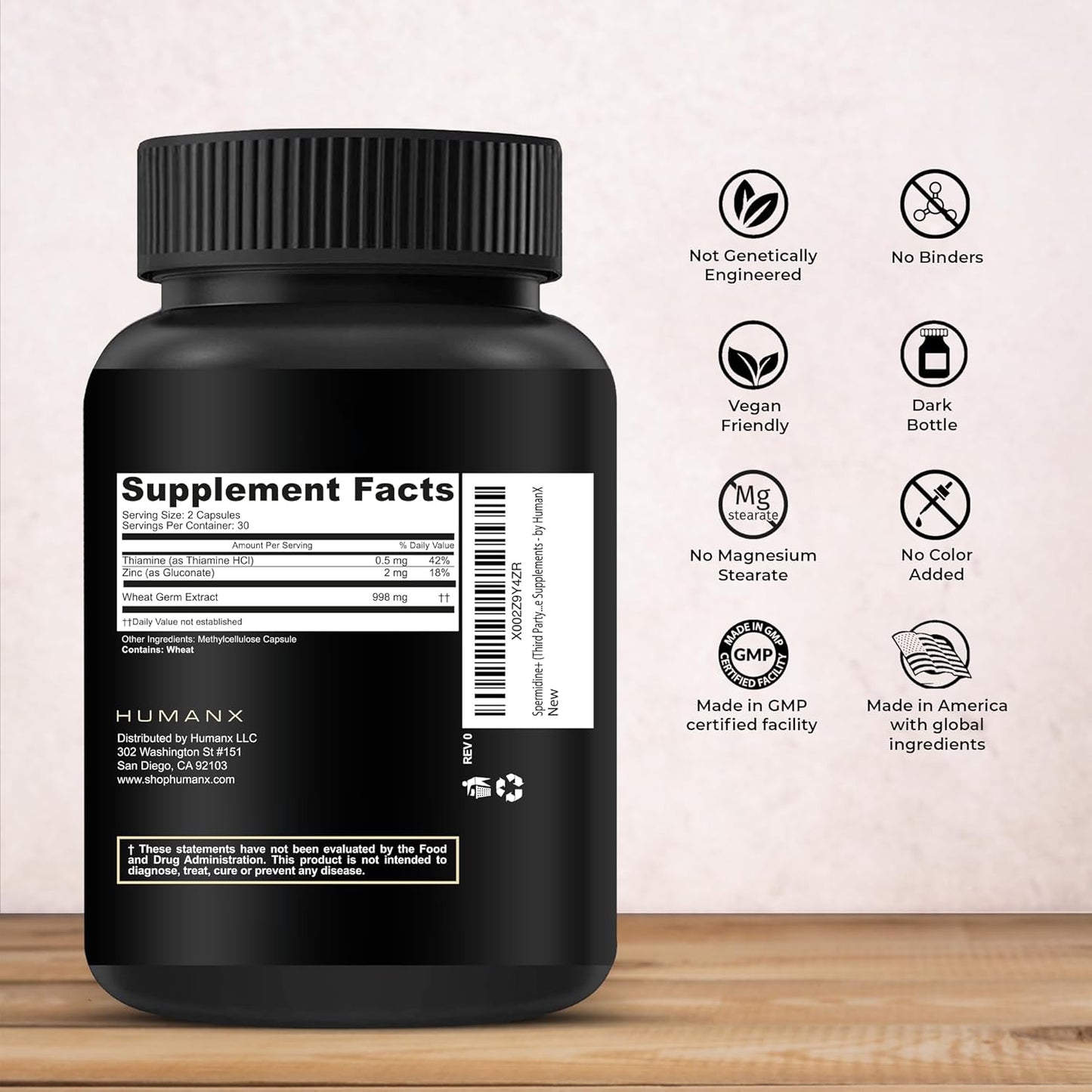 Spermidine+ (USA Third Party Tested) - Spermidine-Rich Wheat Germ Extract & Zinc to Activate Cellular Renewal - Non-Gmo, Spermidine Capsules - Supports Healthy Aging - Spermidine Supplement
