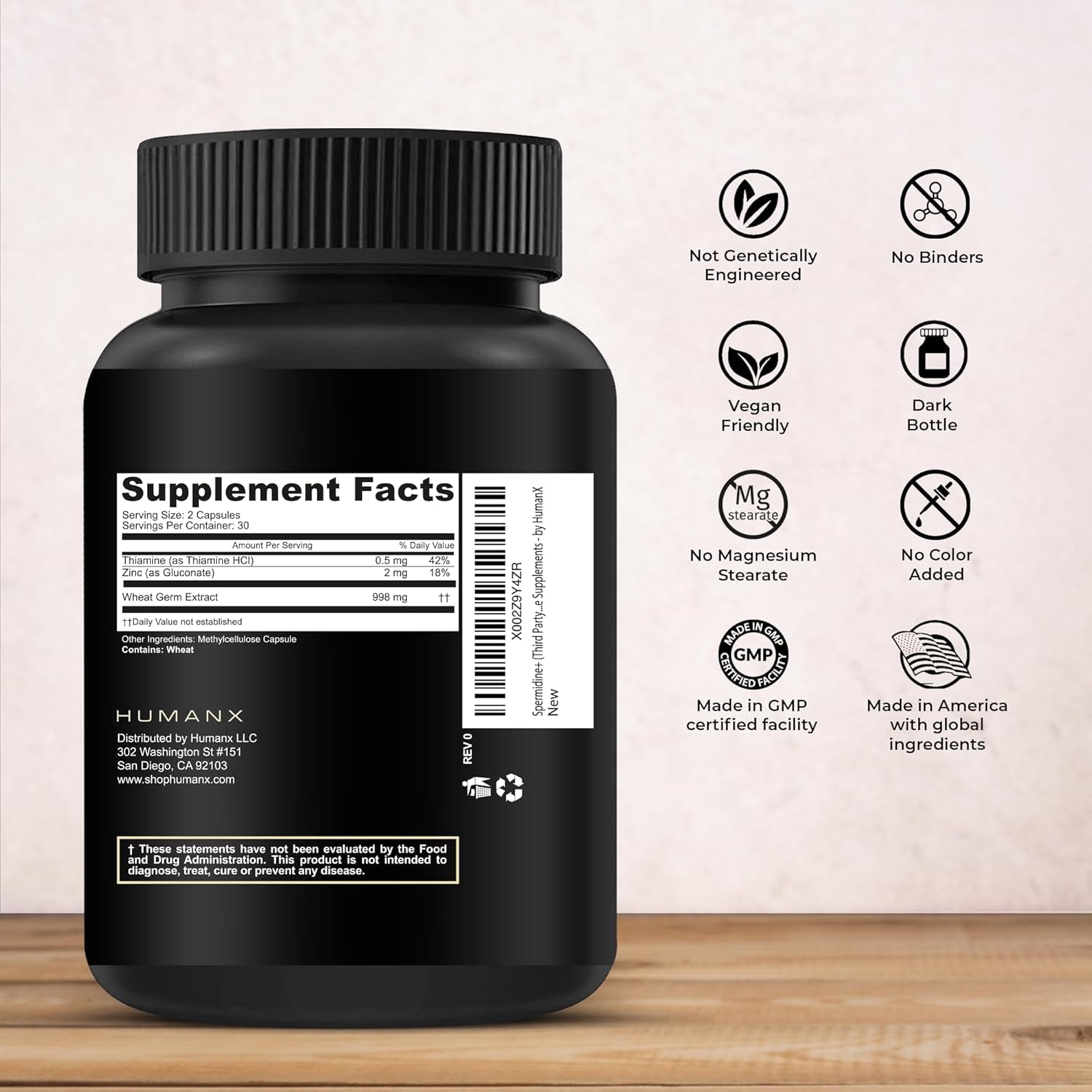 Spermidine+ (USA Third Party Tested) - Spermidine-Rich Wheat Germ Extract & Zinc to Activate Cellular Renewal - Non-Gmo, Spermidine Capsules - Supports Healthy Aging - Spermidine Supplement