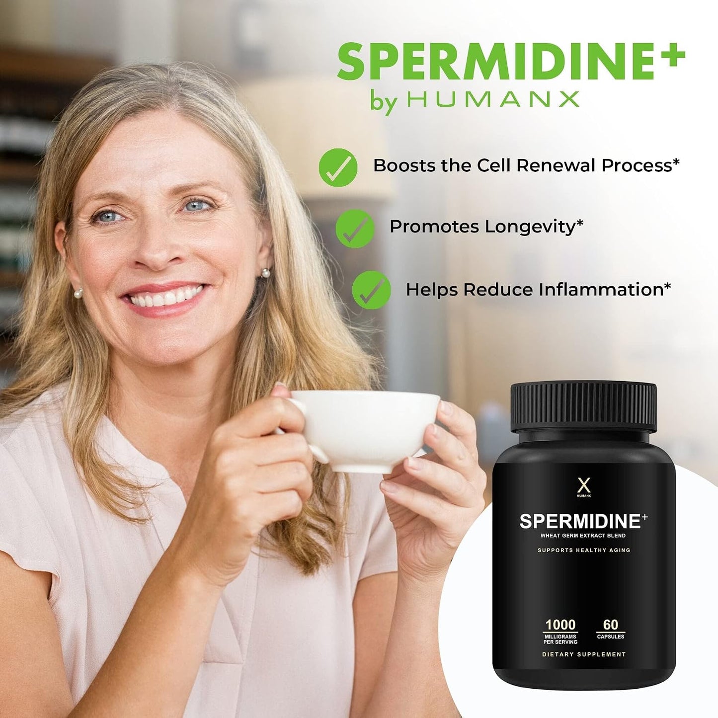 Spermidine+ (USA Third Party Tested) - Spermidine-Rich Wheat Germ Extract & Zinc to Activate Cellular Renewal - Non-Gmo, Spermidine Capsules - Supports Healthy Aging - Spermidine Supplement