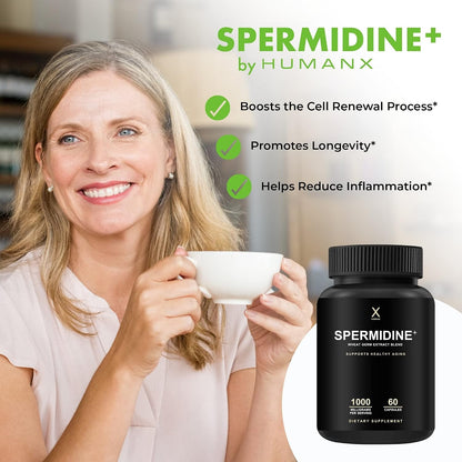 Spermidine+ (USA Third Party Tested) - Spermidine-Rich Wheat Germ Extract & Zinc to Activate Cellular Renewal - Non-Gmo, Spermidine Capsules - Supports Healthy Aging - Spermidine Supplement