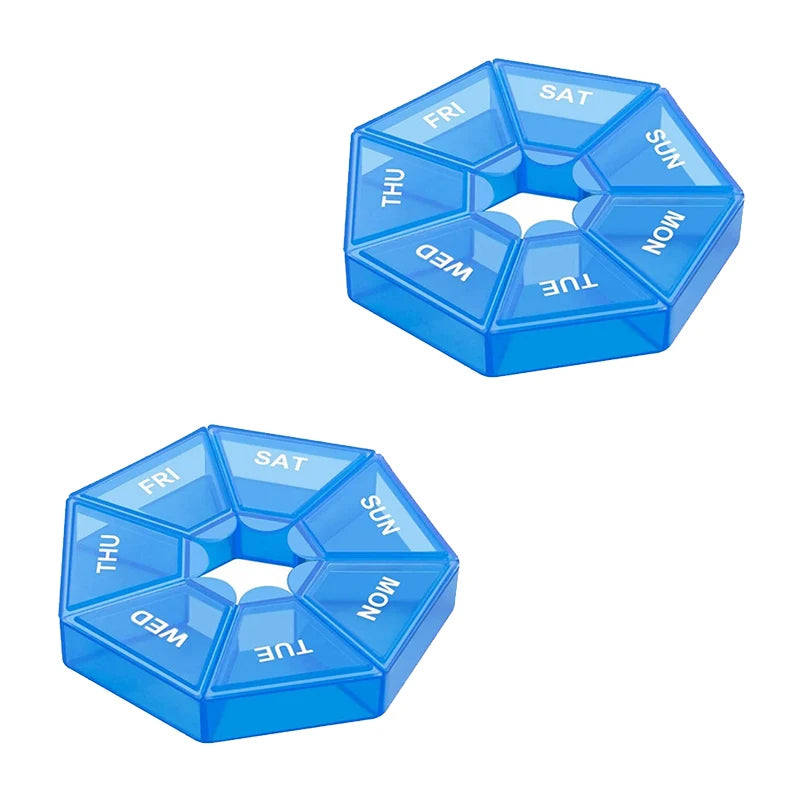 Weekly 7-Day Pill Organizer Portable Travel Pill Box Multifunctional Small Medicine Case Black